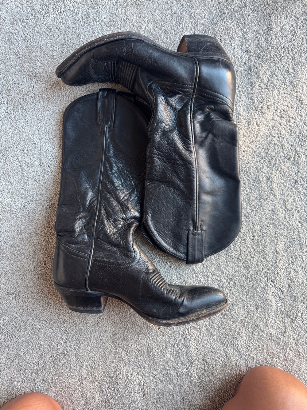 Tony Lama Black Leather Women's Western Heeled Boots